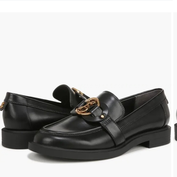 Sam & Libby Bailen black leather loafers gold accent size 7 new - Picture 4 of 9
